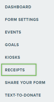 Donation form Receipts link in form-level CP.png