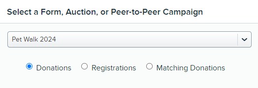 Select a Form, Auction, or Peer-to-Peer Campaign drop-down with Donations radio button.png