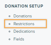 P2P Restrictions nav link in Donation Setup.png