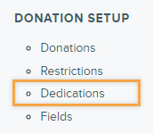 P2P Dedications nav link in Donation Setup.png