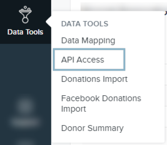 Data Tools nav item with menu and box around API Access.png