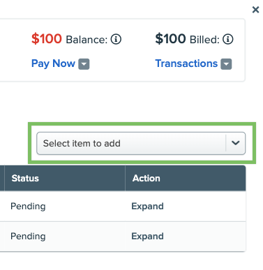Attendee Details Activity tab with box around Select items to add drop-down.png
