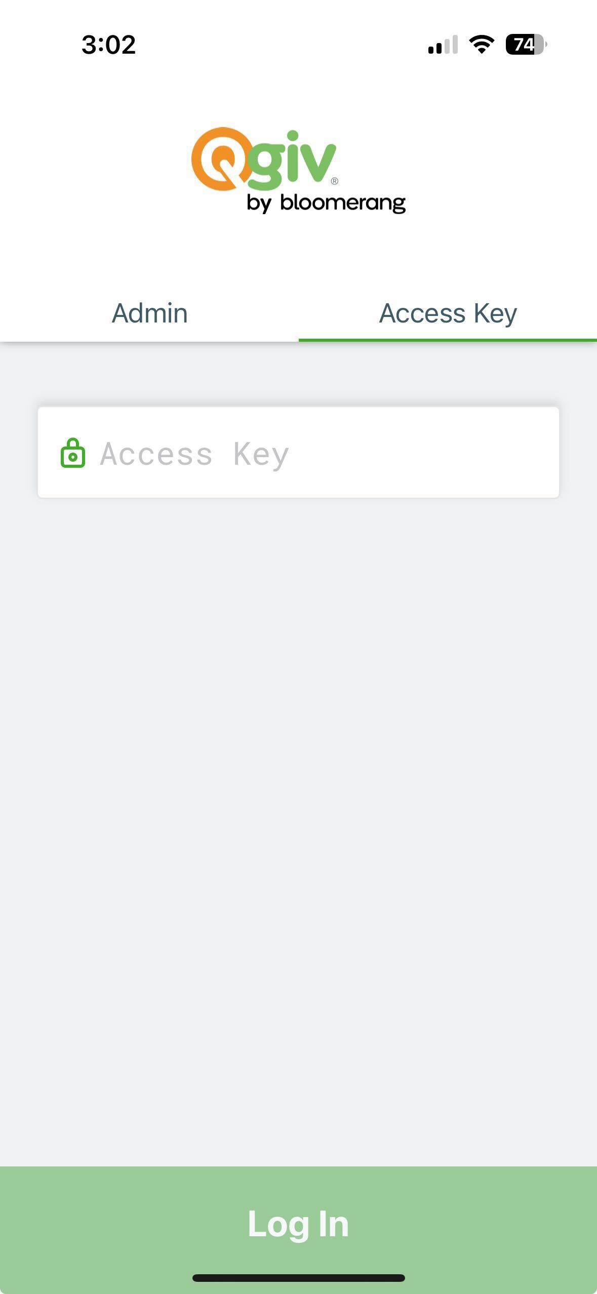 Qgiv VT Access Key screen.png