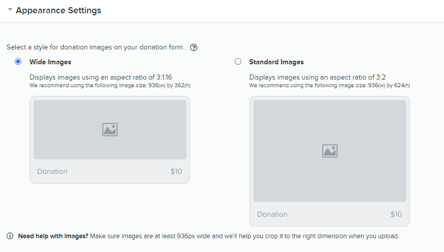Appearance Settings for P2P Donations.png