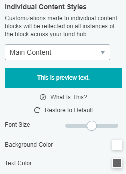 Individual Content Styles settings