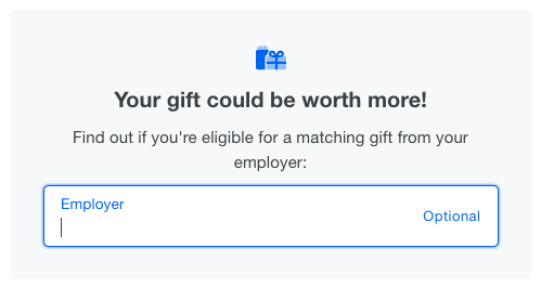 Matching Gifts area on P2P Donation form.png