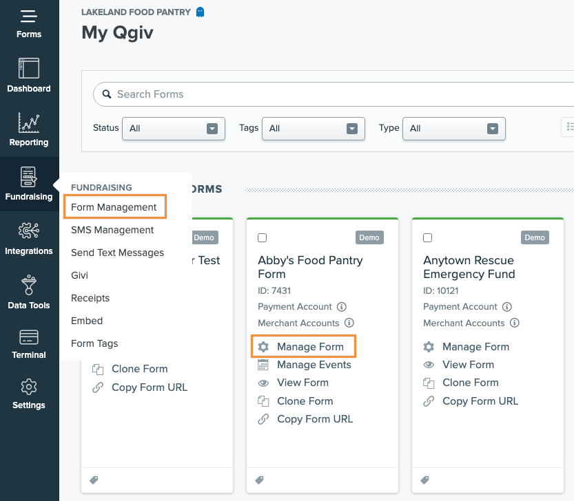 Form Management link and Manage Form link with boxes.png