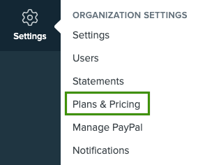 Plans and Pricing navigation in Settings menu.png