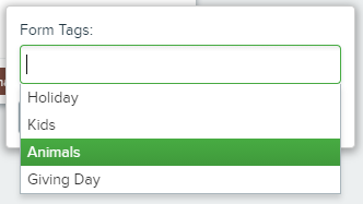 Form Tags dropdown in Card view