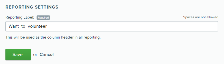 Reporting Label field in custom field settings