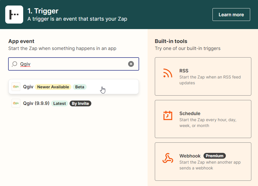 Zapier_Trigger_step_with_Qgiv_in_search_bar.png